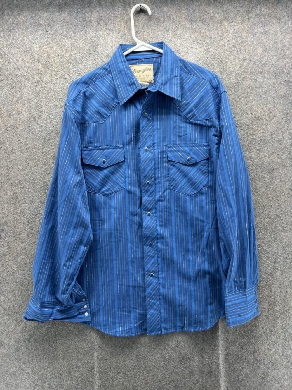 Wrangler Shirt Men Large Blue Stripe Long Sleeve Snap Button Up Western Pockets
